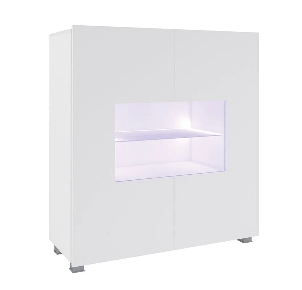 Lomadox Highboard CAIRNS-132 Weiß Hochglanz Modern Grifflos - Bild 2
