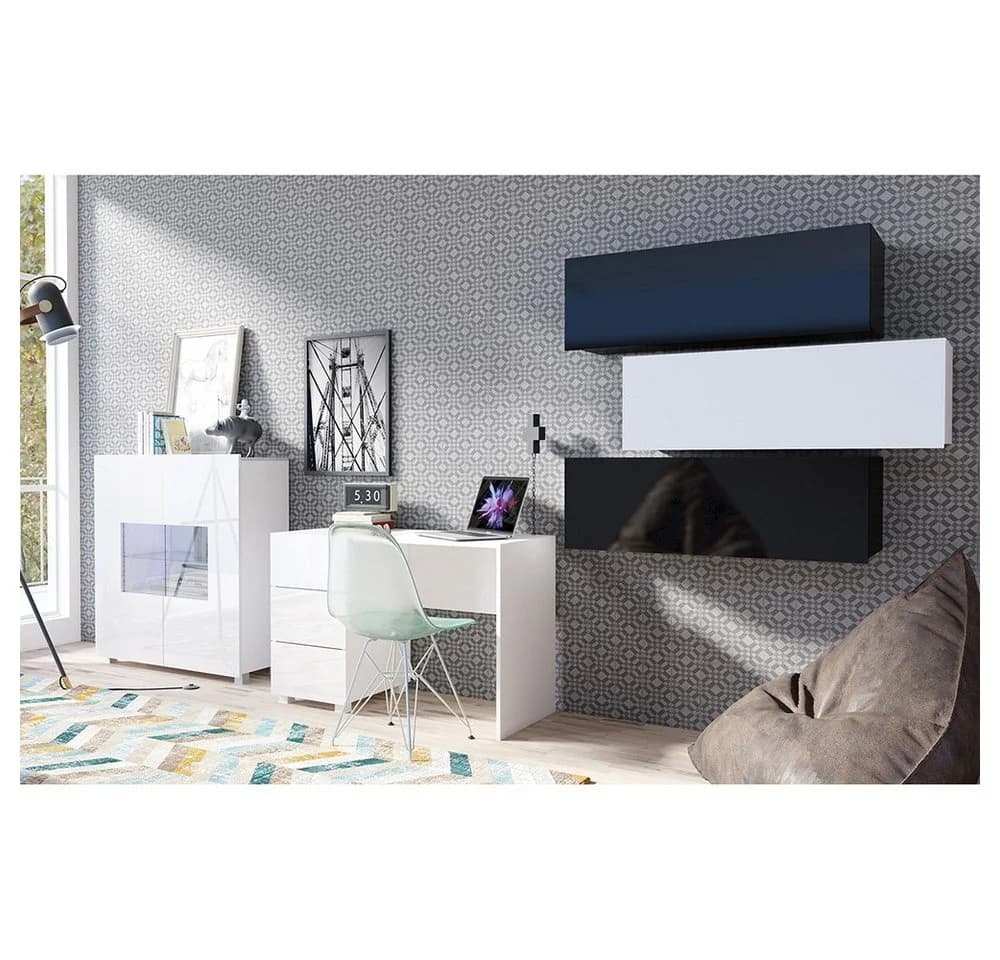 Lomadox Highboard CAIRNS-132 Weiß Hochglanz Modern Grifflos - Bild 4