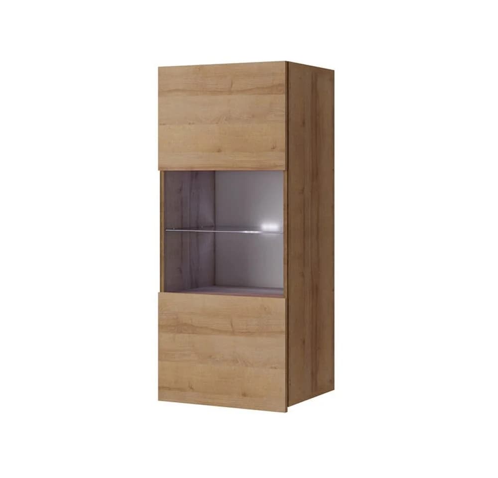 Lomadox Wohnwand CAIRNS-132 Eiche Gold Nb. LED-Beleuchtung