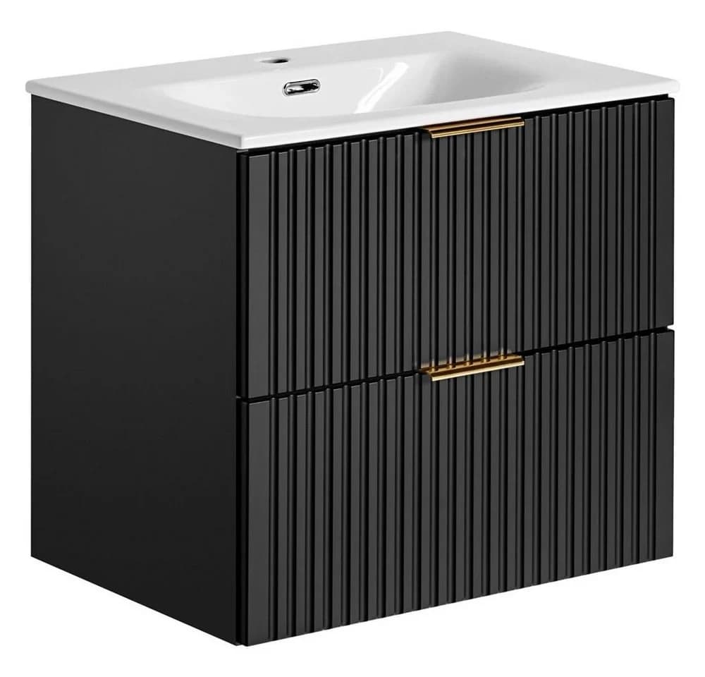 Lomadox Waschtisch ADELAIDE-56-BLACK mit Keramikbecken und Softclose - Bild 2