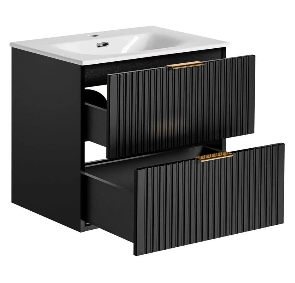 Lomadox Waschtisch ADELAIDE-56-BLACK mit Keramikbecken und Softclose - Bild 5