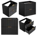 Lomadox Badmöbel-Set ADELAIDE-56-BLACK Schwarz Gerillt mit LED-Spiegel Bild 4
