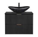 Lomadox Waschtisch ADELAIDE-56-BLACK Schwarz Gerillt Keramik Bild 2