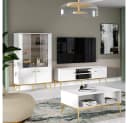 Lomadox Wohnzimmer-Set GUBIN-131 Hochglanz Weiß Gold Bild 2