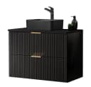 Lomadox Waschtisch ADELAIDE-56-BLACK Matt Schwarz Gerillt Bild 2