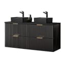 Lomadox Waschtisch ADELAIDE-56-BLACK mit 2 schwarzen Aufsatzbecken Bild 2