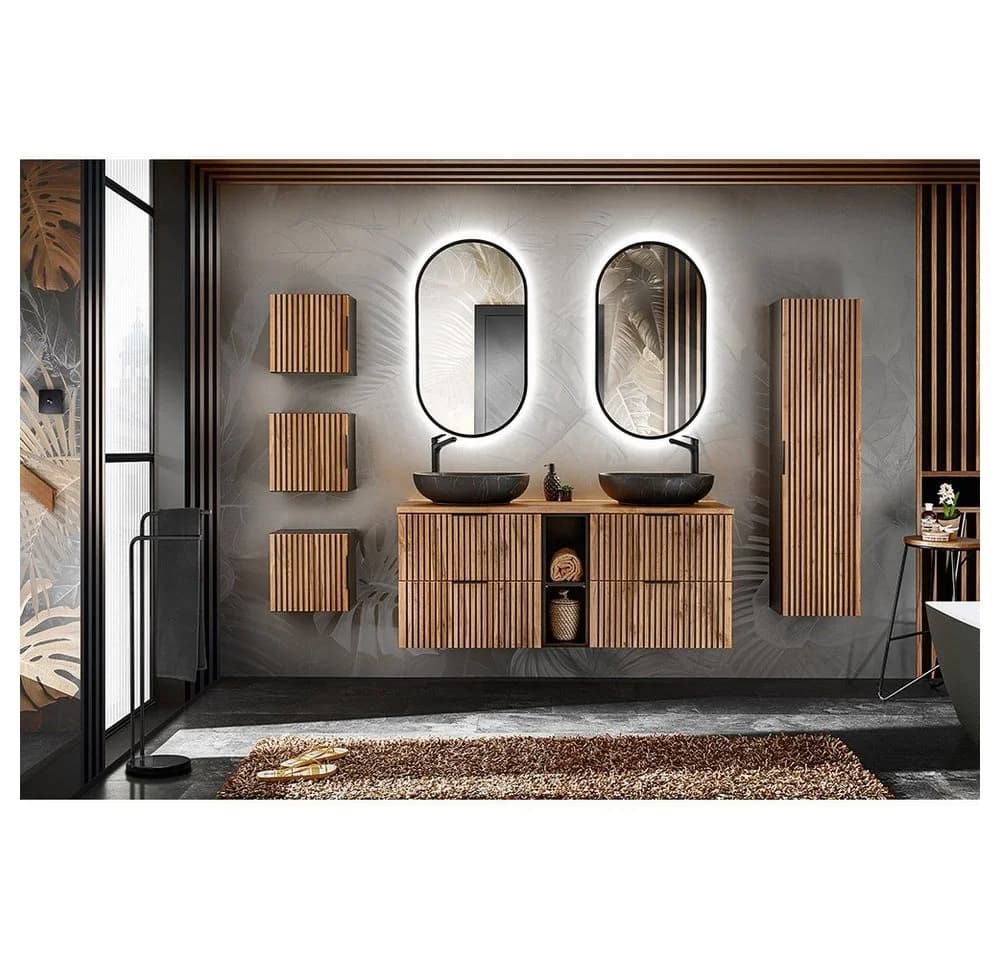 Lomadox Waschbeckenschrank XANTEN-56 Anthrazit/Eiche Softclose - Bild 5