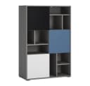 Lomadox Regal LIIVA-129 mit 3 Türen Grau Schwarz Weiß Blau Bild 2