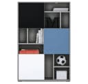Lomadox Regal LIIVA-129 mit 3 Türen Grau Schwarz Weiß Blau Bild 4