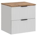 Lomadox Waschbeckenschrank ADELAIDE-56 matt weiß mit Wotaneiche Bild 2