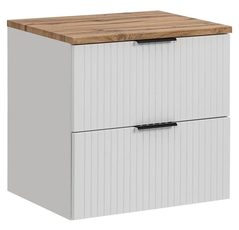 Lomadox Waschbeckenschrank ADELAIDE-56 matt weiß mit Wotaneiche - Bild 2