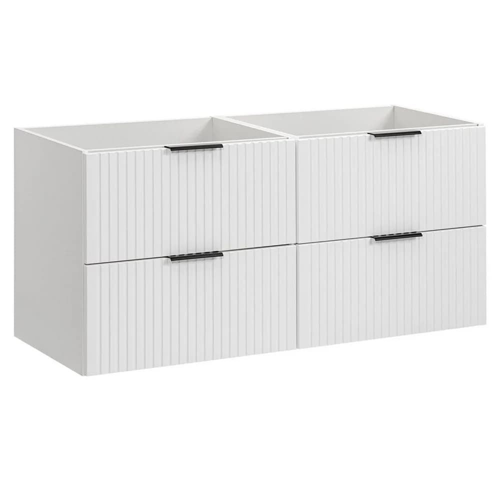Lomadox Waschbeckenschrank ADELAIDE-56-WHITE matt weiß mit Wotaneiche