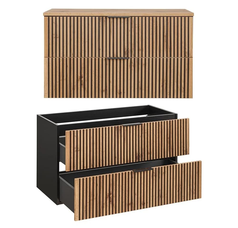 Lomadox Waschbeckenschrank XANTEN-56 100 cm Anthrazit Eiche - Bild 3