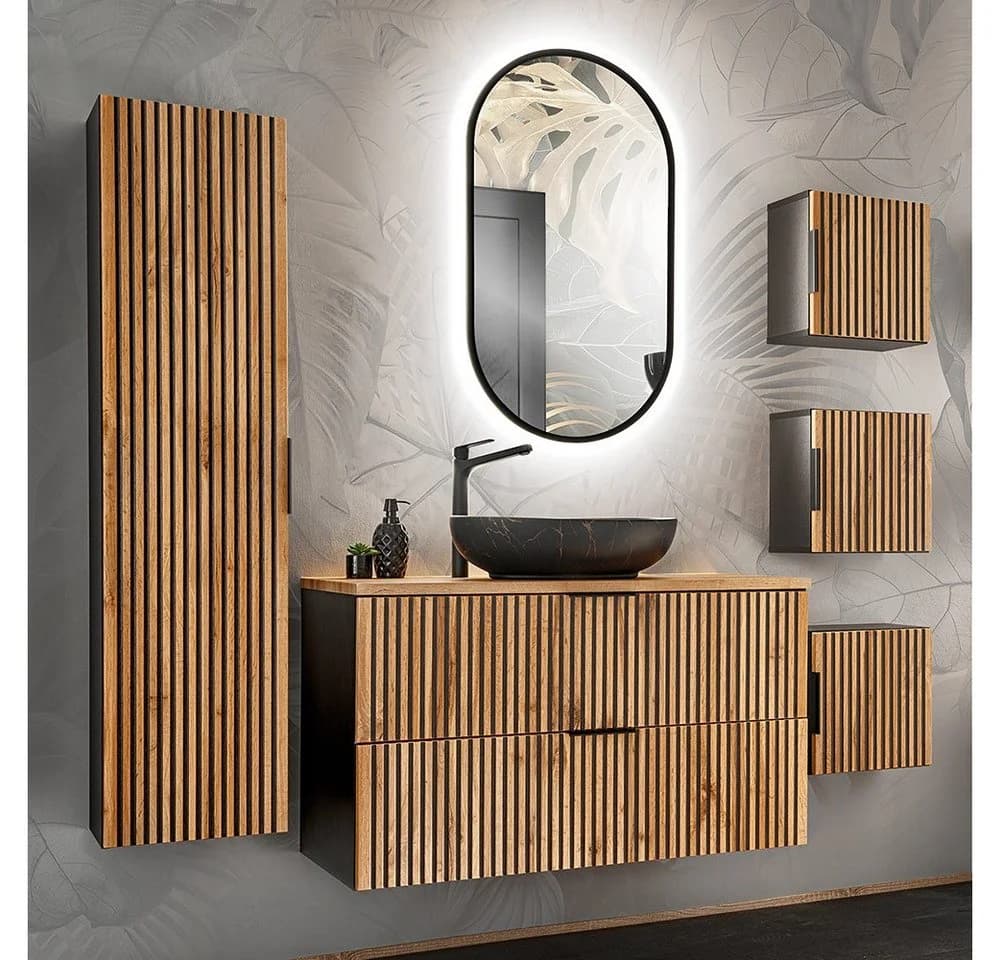 Lomadox Waschbeckenschrank XANTEN-56 100 cm Anthrazit Eiche - Bild 5