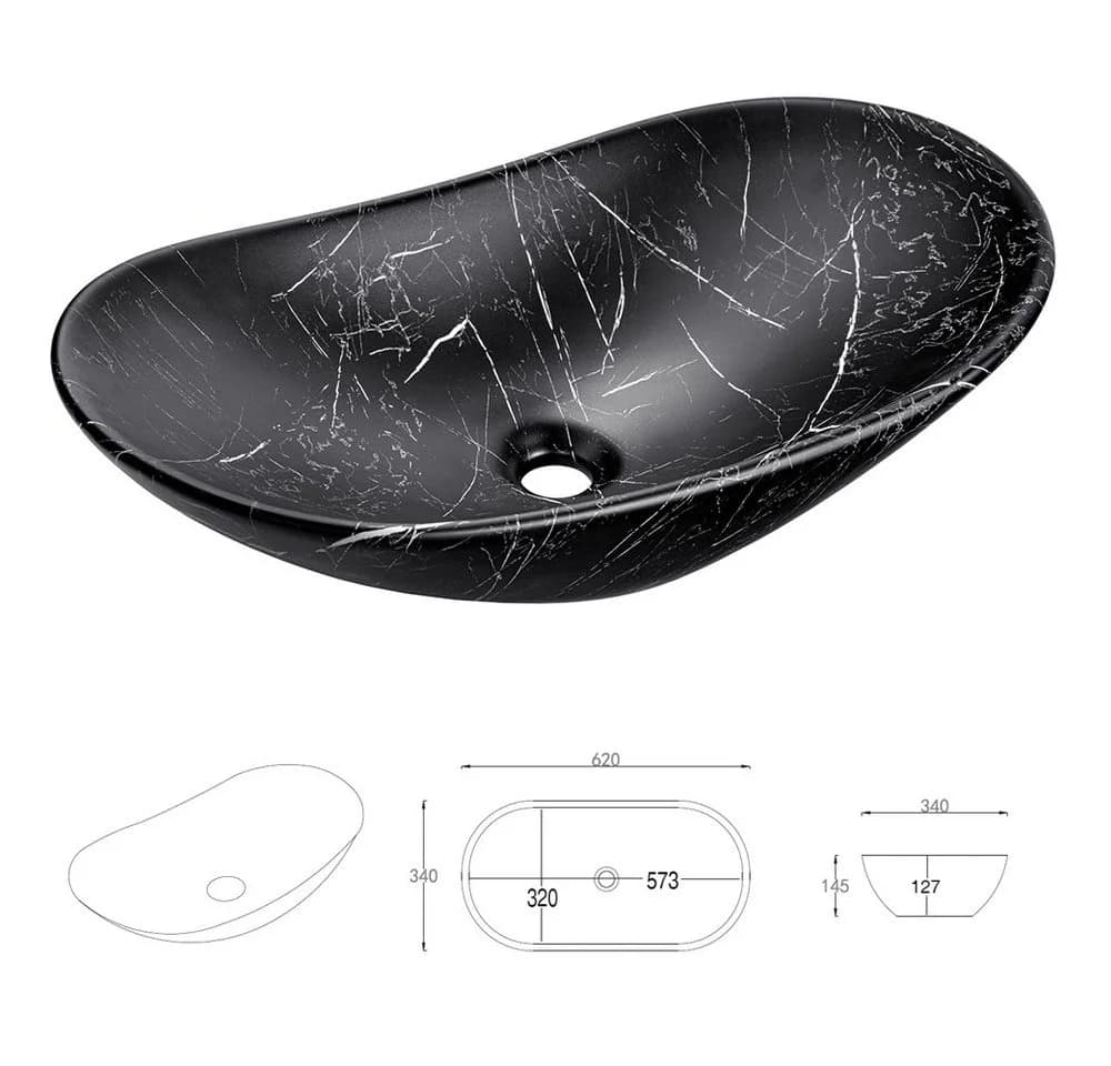 Lomadox Badmöbel-Set XANTEN-56 Anthrazit Eiche Schwarz LED Spiegel Touch - Bild 5
