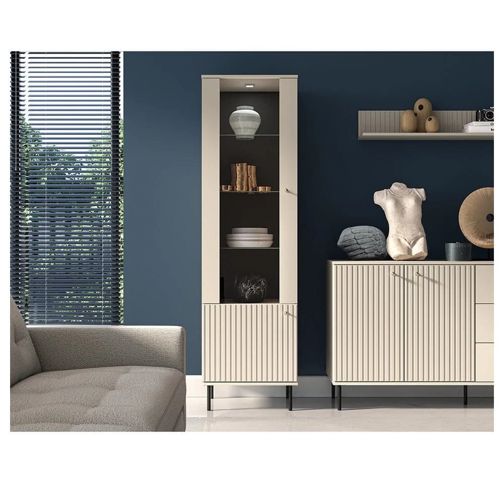 Lomadox Vitrine SALOU-131 Kaschmir Matt Gold Metall - Bild 2