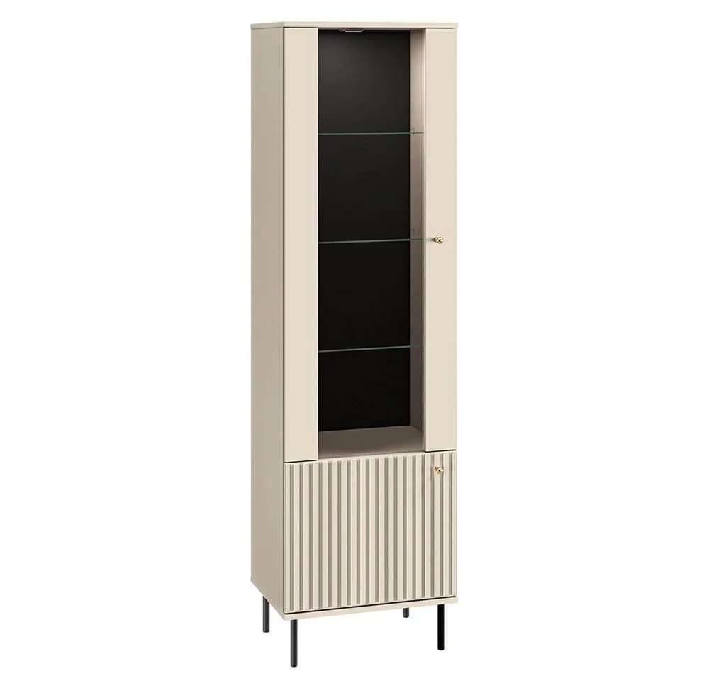 Lomadox Vitrine SALOU-131 Kaschmir Matt Gold Metall - Bild 5