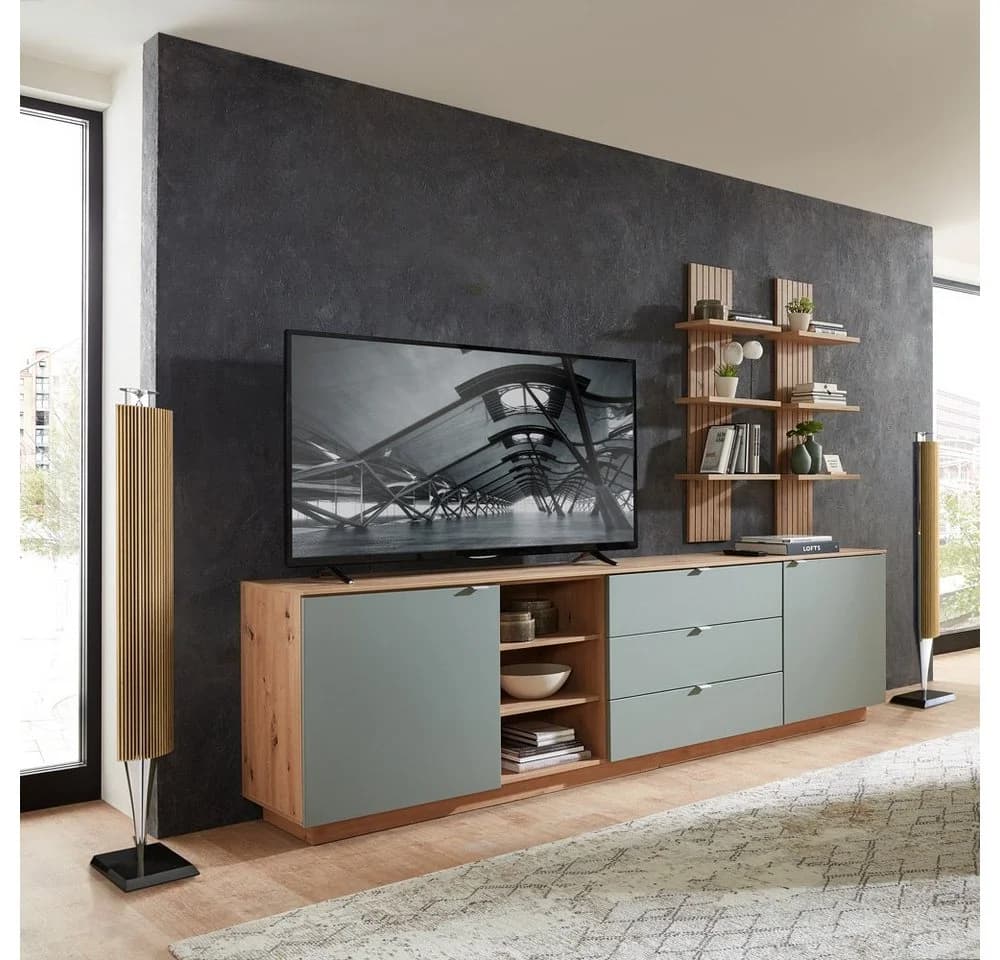 Lomadox Wandregal CUST-36 Artisan Eiche Rillenoptik Modern - Bild 5