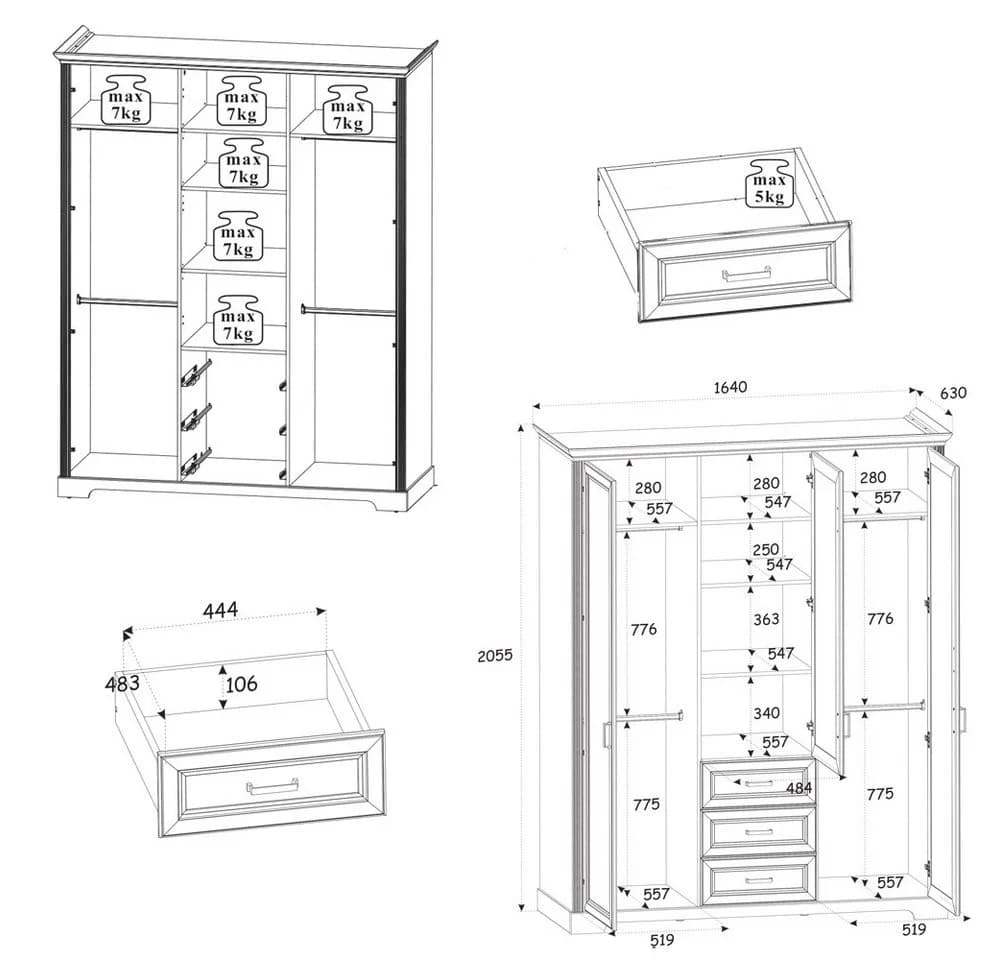 Lomadox Babyzimmer-Komplettset JASPER-78 4-teilig Weiß Eiche Landhausstil - Bild 4