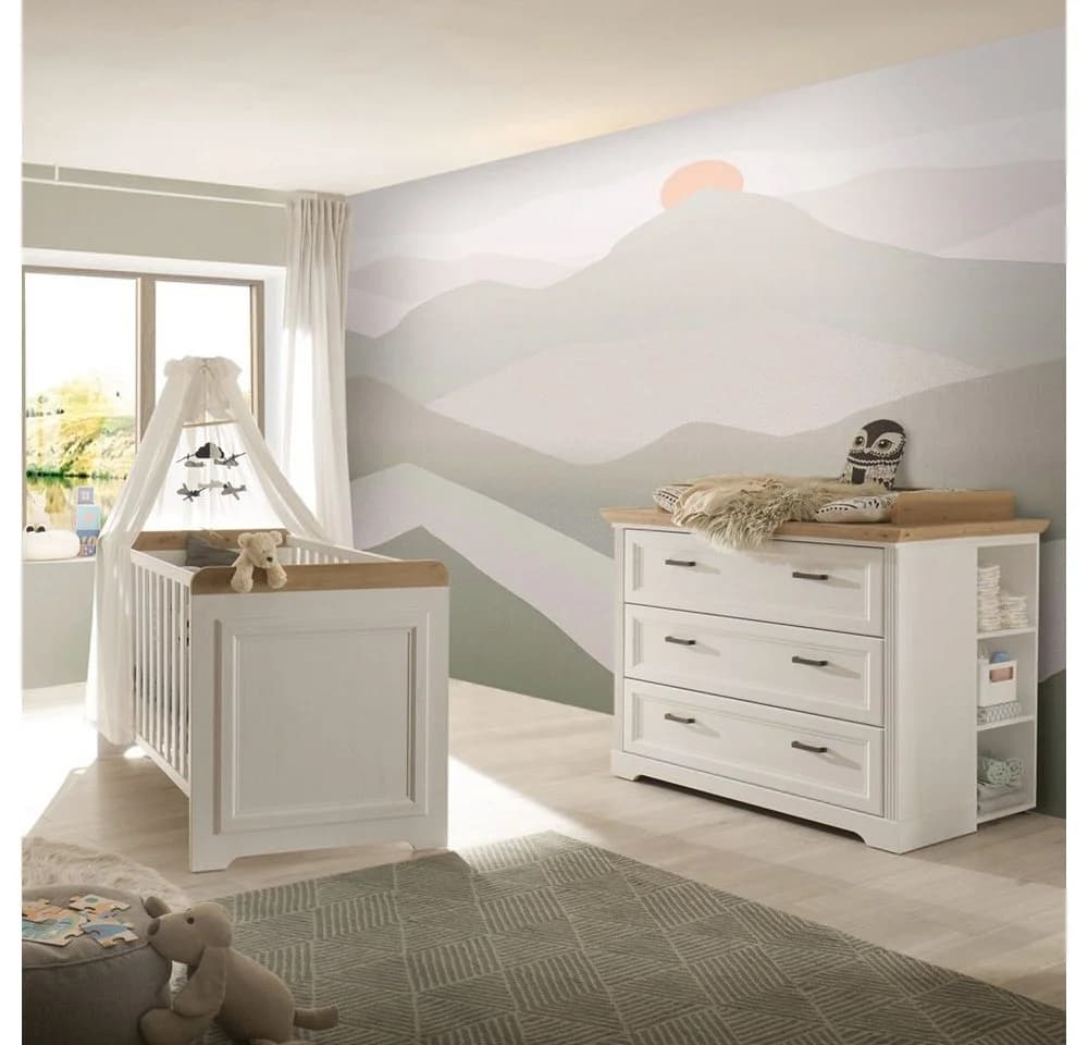 Lomadox Babyzimmer-Komplettset JASPER-78 Weiß Landhausstil - Bild 2