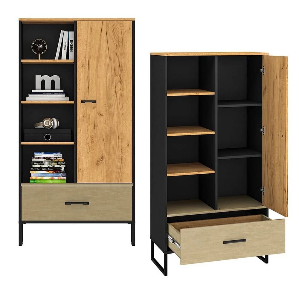 Lomadox Jugendzimmer-Set CASPER-131, 4-tlg. mit Schreibtisch in Schwarz/Eiche/Sandfarben - Bild 5