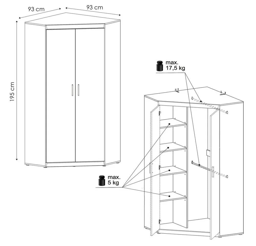 Lomadox Eckschrank IMPERIA-129 Nussbaum Wohnzimmer Flur - Bild 3
