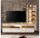 FALLON-55 Wohnzimmer-Set 4-tlg. Weiß/Eiche mit LED & Couchtisch Bild 3
