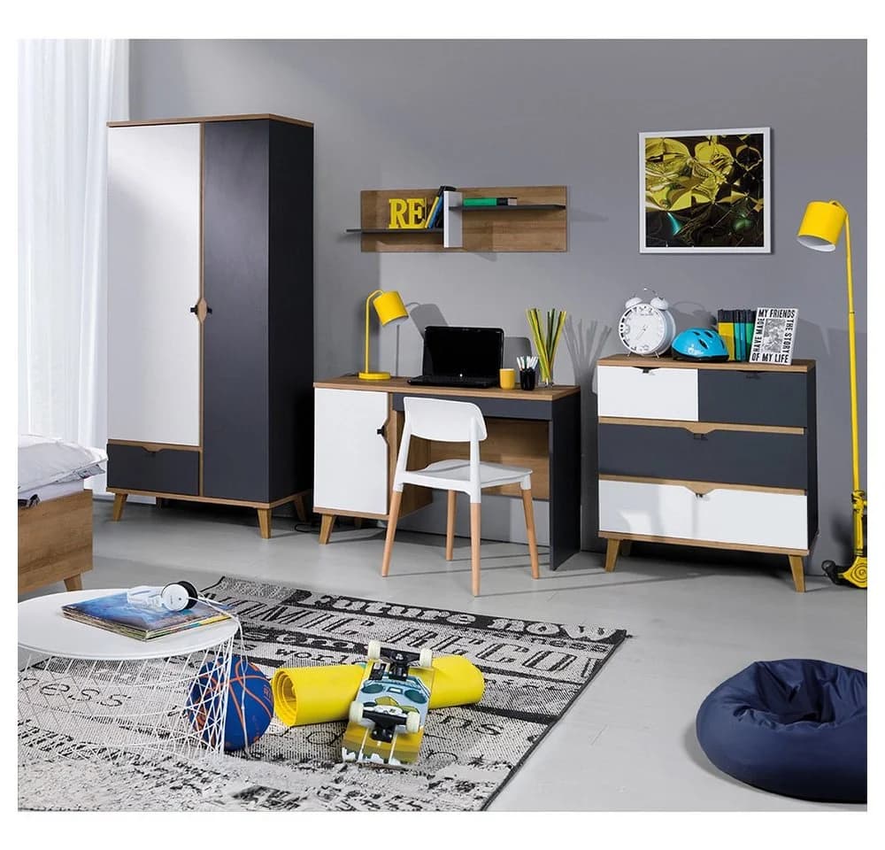 Lomadox Jugendzimmer-Set MARIBOR-132 4-tlg. Eiche Weiß Graphit - Bild 2