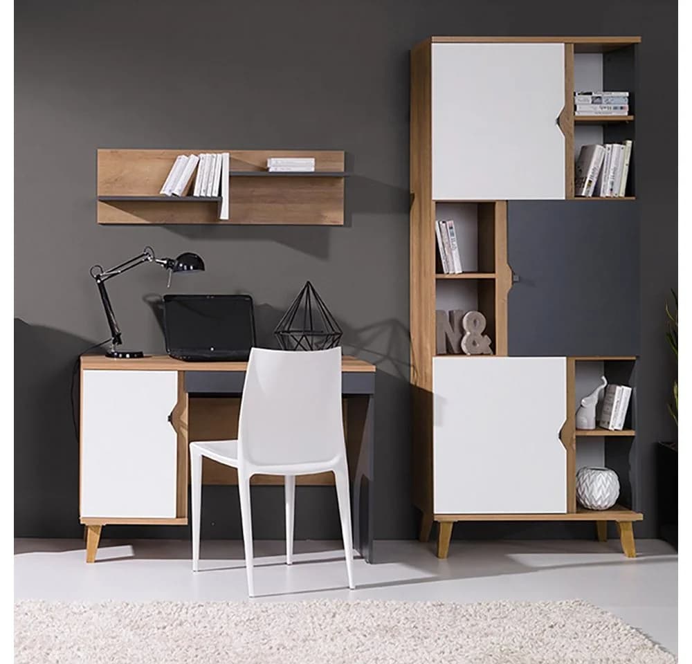 Lomadox Jugendzimmer-Set MARIBOR-132 3-tlg. Eiche/Weiß/Graphit - Bild 2