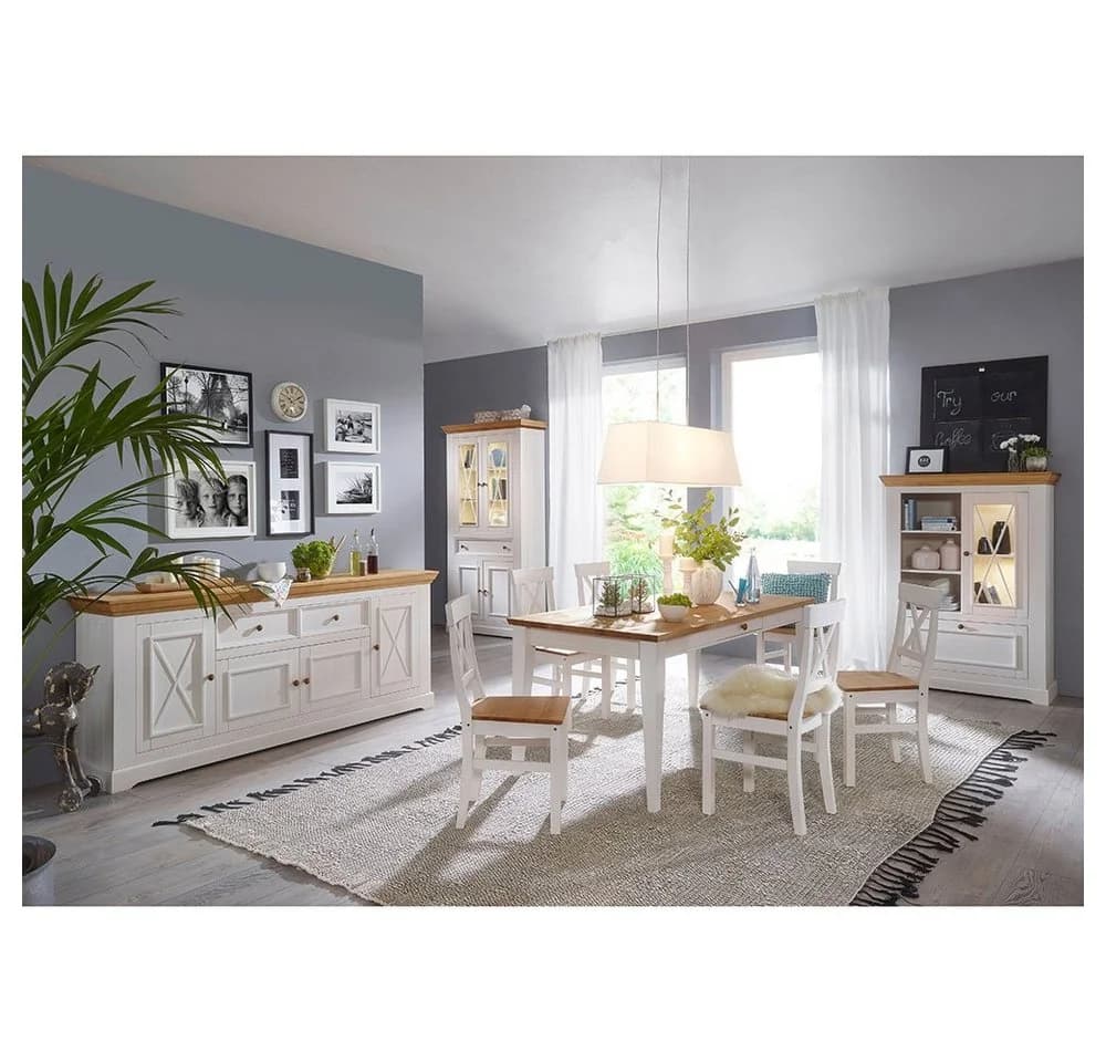 Lomadox Sideboard WARNA-69 Kiefer weiß Eiche Landhaus - Bild 3
