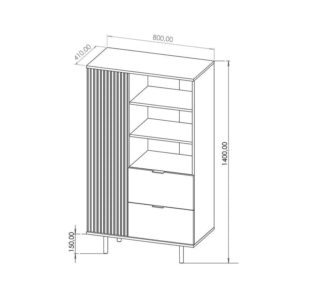 Lomadox Highboard NADOR-132 Kaschmir Gold Metallgriffe - Bild 4