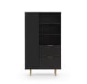 Lomadox Highboard NADOR-132 Matt Schwarz Goldfarbene Metallgriffe Bild 1