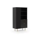 Lomadox Highboard NADOR-132 Matt Schwarz Goldfarbene Metallgriffe Bild 2
