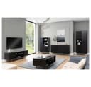 Lomadox Highboard NADOR-132 Matt Schwarz Goldfarbene Metallgriffe Bild 3