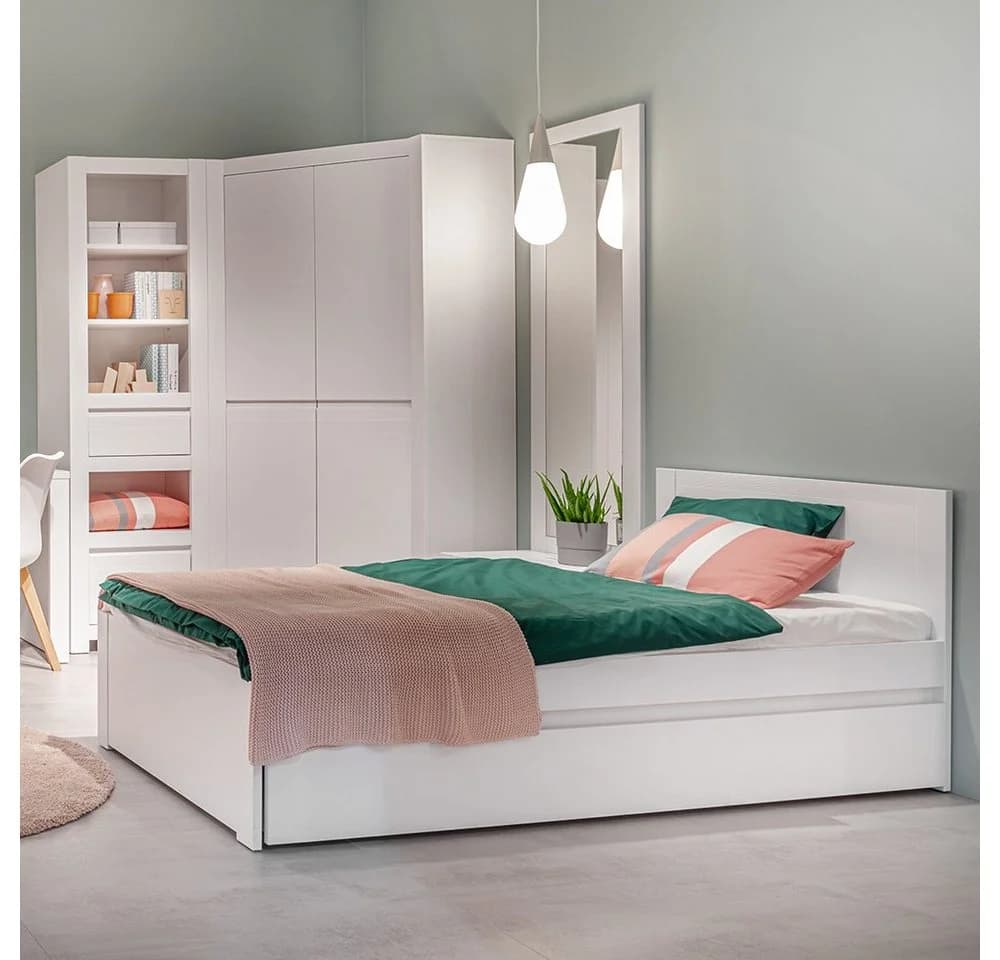 Lomadox Bettgestell NAVA-129 Weiß mit Bettschublade Modern - Bild 4