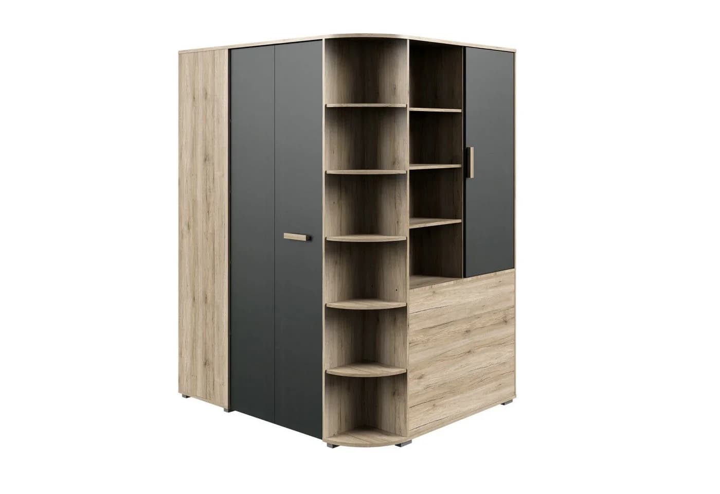 Lomadox Kleiderschrank CANTON-43 Eiche Nb. mit Graphit & Spiegel - Bild 5