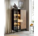Lomadox Highboard SIBARI-160 Schwarz Wotan Eiche Nb. Push-to-open Bild 3