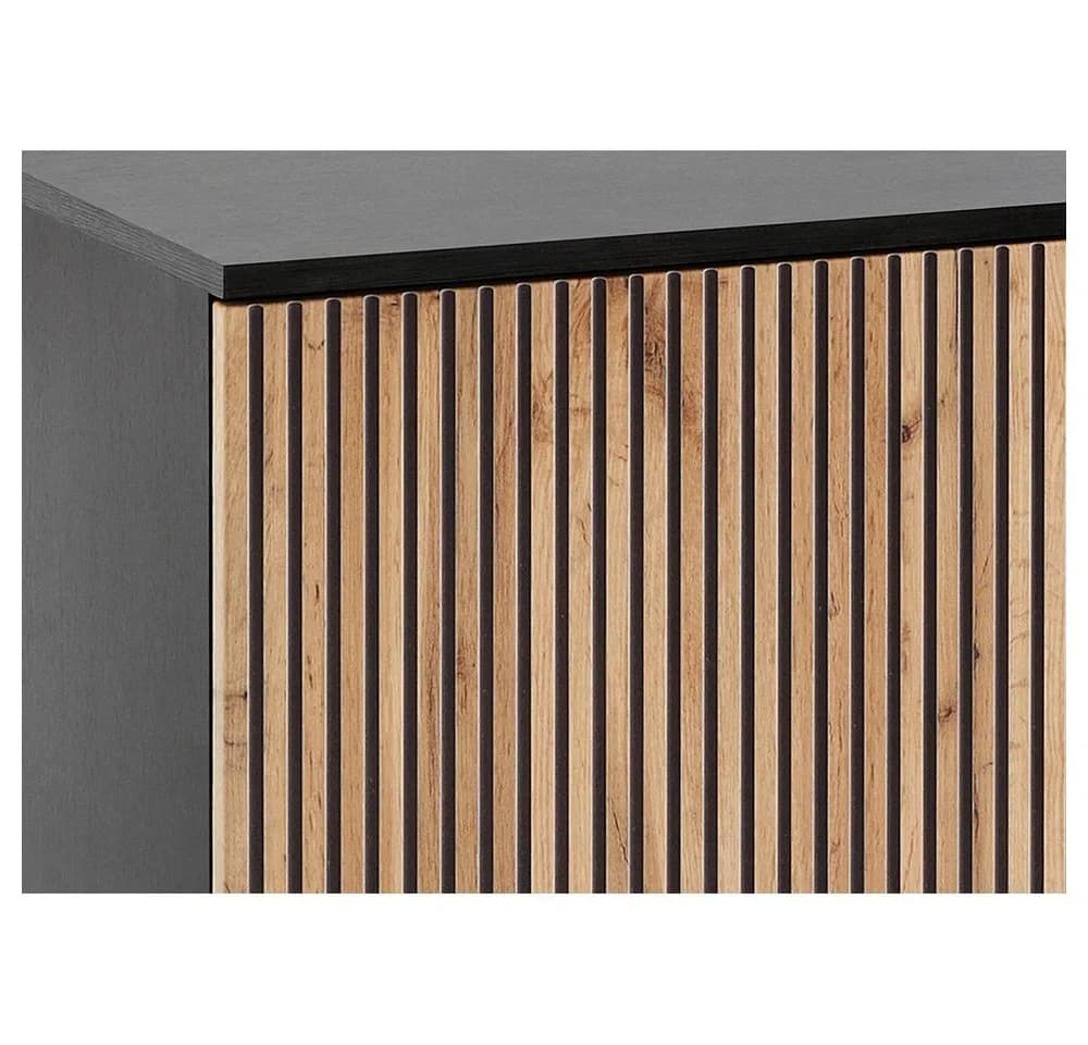Lomadox Highboard SIBARI-160 Schwarz Wotan Eiche Nb. Push-to-open - Bild 4