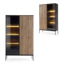 Lomadox Highboard SIBARI-160 Schwarz Wotan Eiche Nb. Push-to-open Bild 5