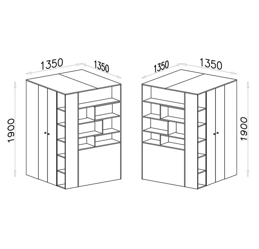 Lomadox Kleiderschrank SEATTLE-133 begehbar 135x135cm in Beton/weiß - Bild 5