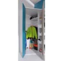 Lomadox Eckkleiderschrank PITTSBURGH-133 Weiß/Blau/Eiche Bild 1