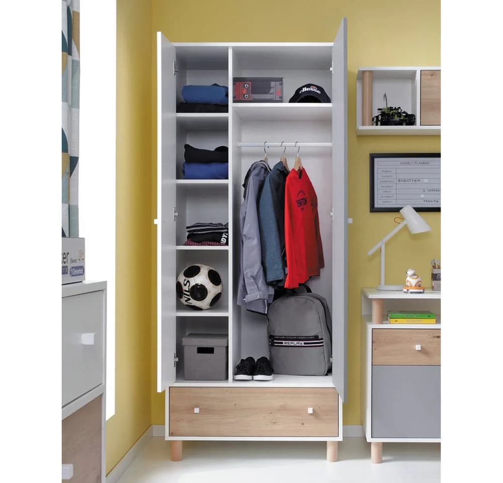 Lomadox Jugendzimmer-Set FAIRFAX-133 5-tlg. Weiß Grau Eiche - Bild 3