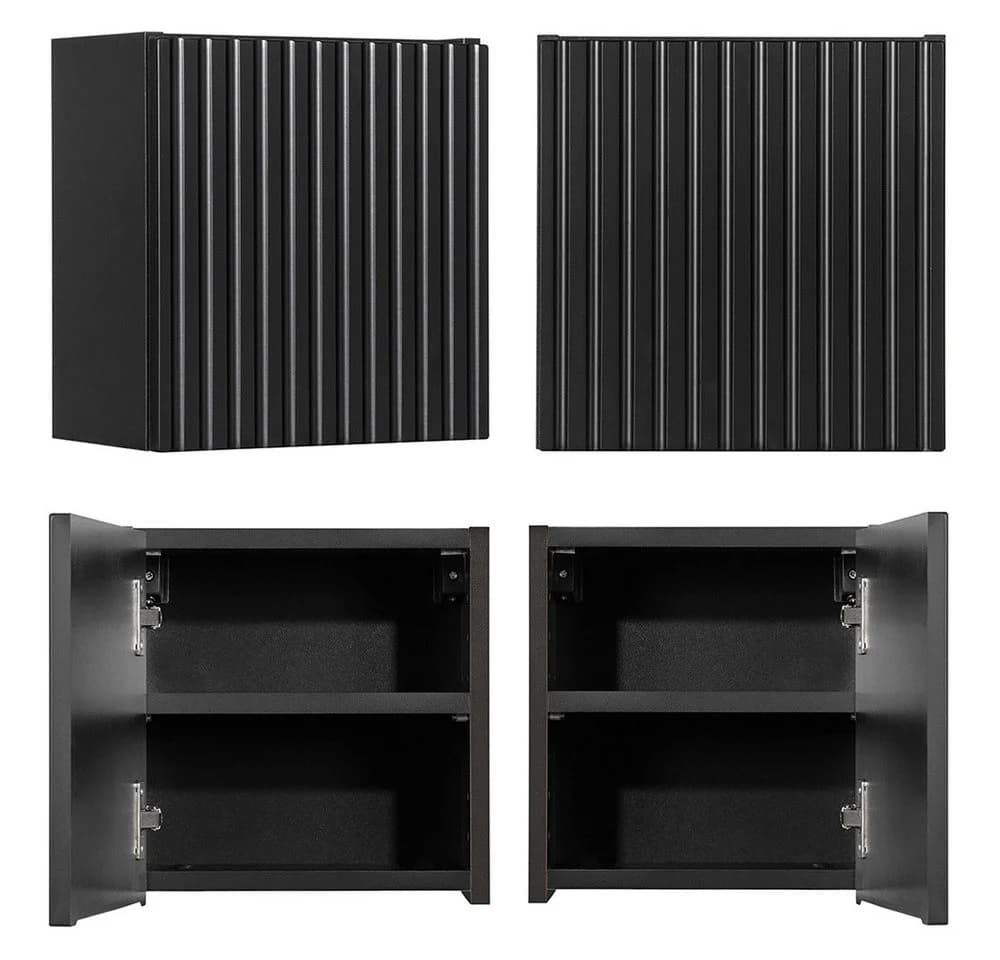 Lomadox Hängeschrank NEWPORT-56 Schwarz Gerillte Front Softclose - Bild 2
