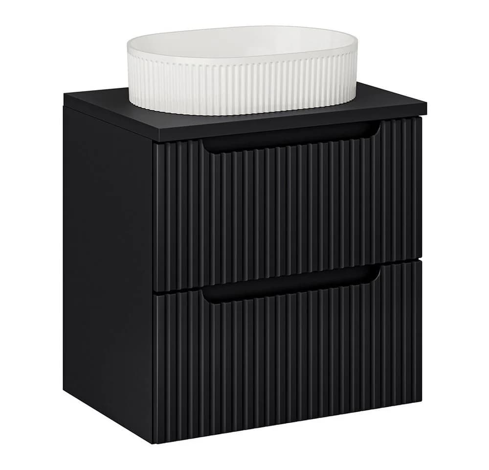 Lomadox Waschtischplatte NEWPORT-56-BLACK Schwarz Modern