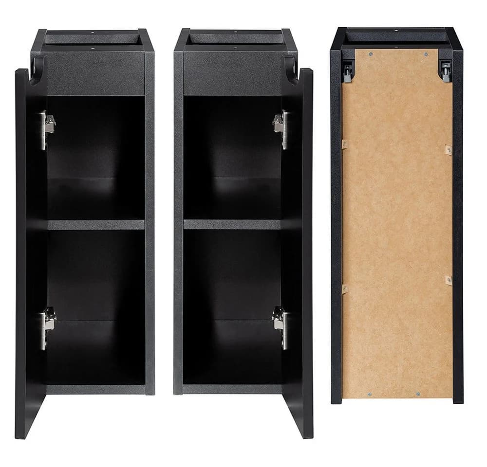 Lomadox Unterschrank NEWPORT-56-BLACK 20cm Grifflos Schwarz - Bild 3