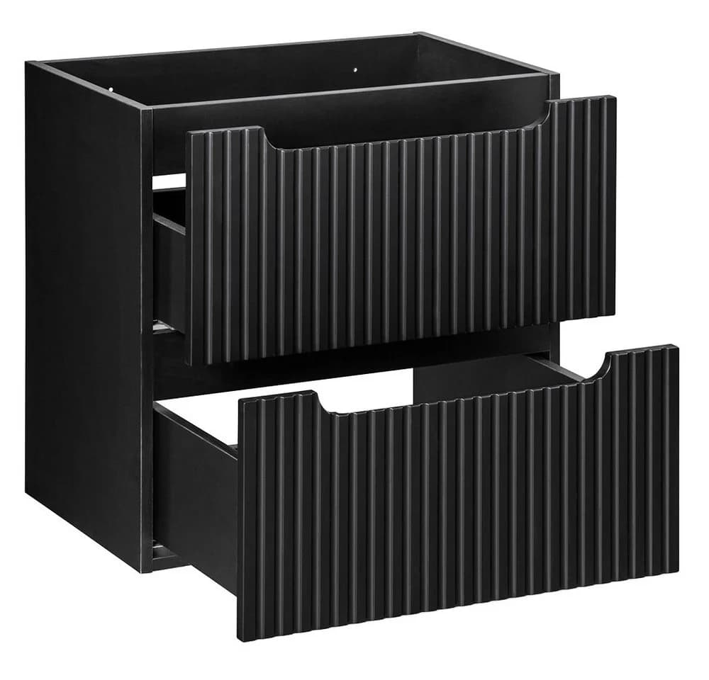 Lomadox Waschbeckenschrank NEWPORT 60cm Schwarz Gerillte Front - Bild 2