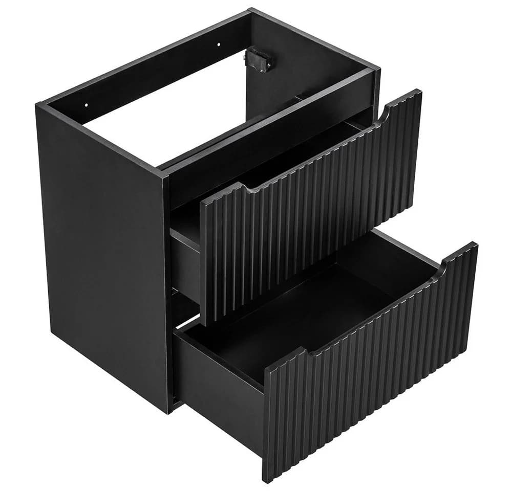 Lomadox Waschbeckenschrank NEWPORT 60cm Schwarz Gerillte Front - Bild 5