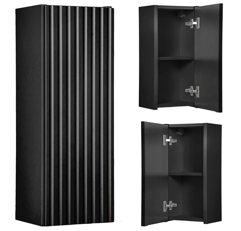 Lomadox Hängeschrank NEWPORT-56-BLACK 20cm Badschwarz gerillte Front - Bild 2