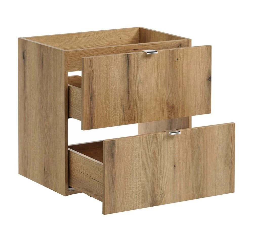 Lomadox Waschtischunterschrank NEWPORT-56-OAK Eiche Metallgriffe