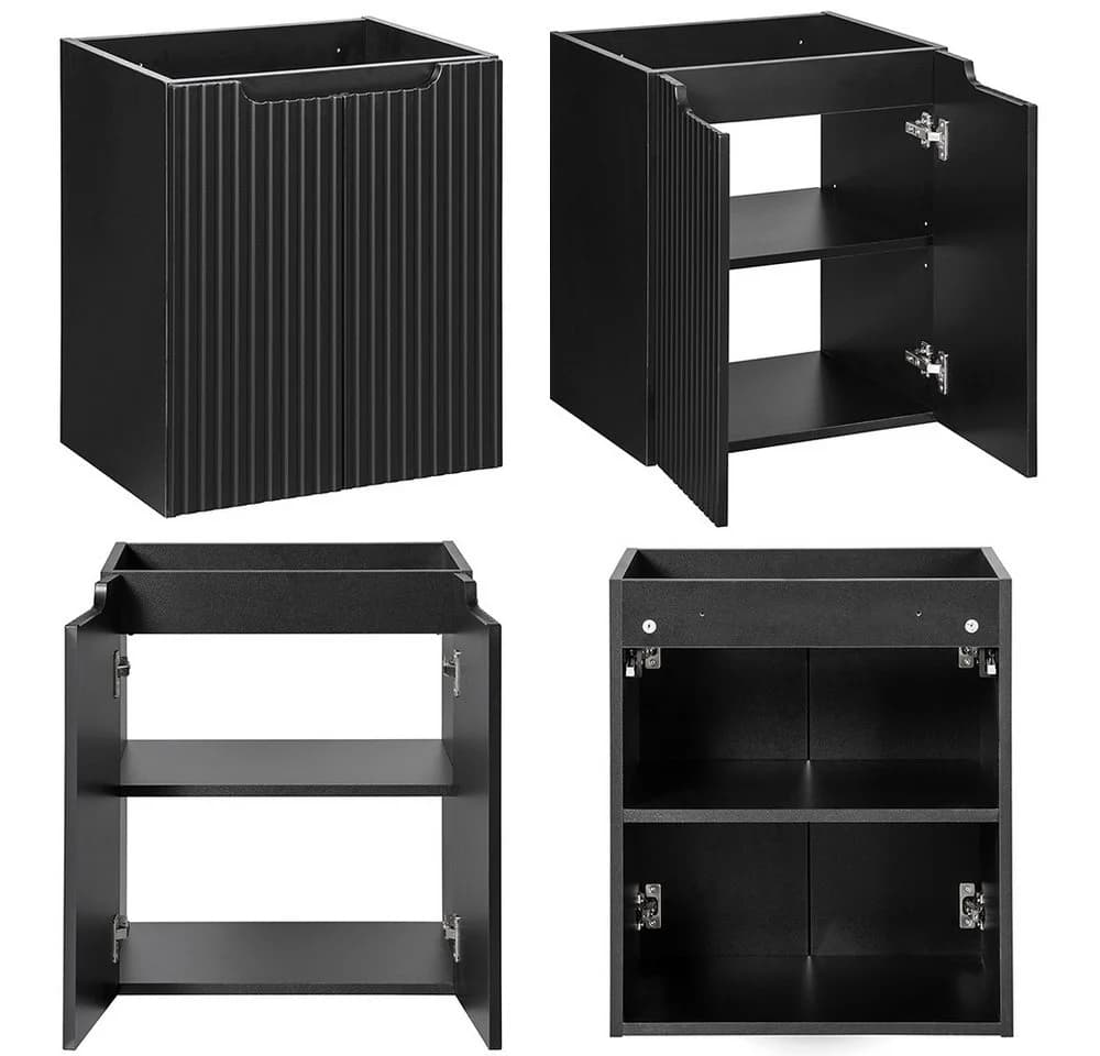 Lomadox Waschtischunterschrank NEWPORT-56-BLACK Schwarz Softclose - Bild 3